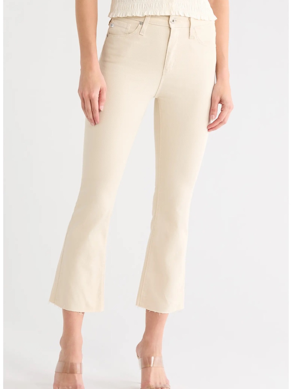 AG Denim Farrah Boot Crop Jeans in Light Beige
